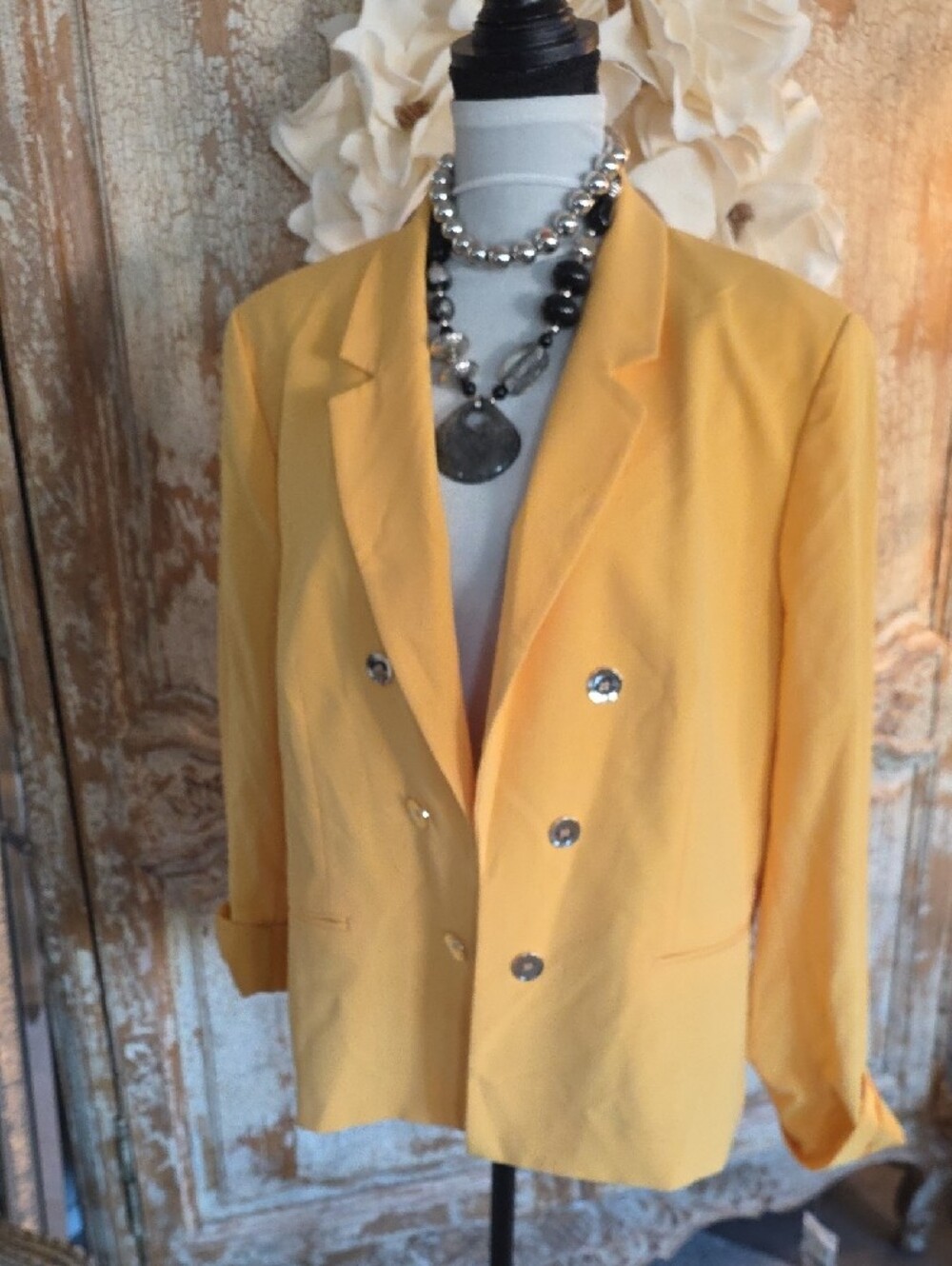 Bar III Canary Yellow Double-Breasted Women's Blazer - Picture 5 of 11